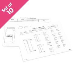 Write-On/Wipe-Off Liquid Capacity Mats, set of 10