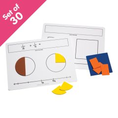 Write-On/Wipe-Off Fractions Mats, set of 30 - Bulk Pricing