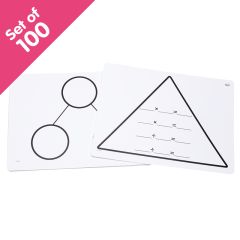 Write-On/Wipe-Off Fact Family Triangle Mats: Multiplication, set of 100 - Bulk Pricing
