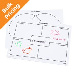Write-On/Wipe-Off Frayer Model/Venn Diagram Mats, Set of 100 - Bulk Pricing