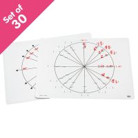 Write-On/Wipe-Off Unit Circle Mats, set of 30 - Bulk Pricing